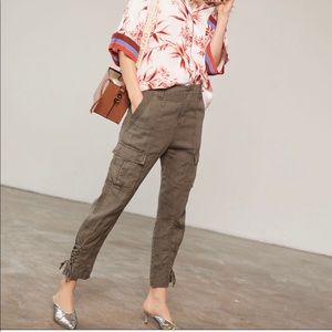 NWT Joie Telutci Cropped Linen Cargo Pants
